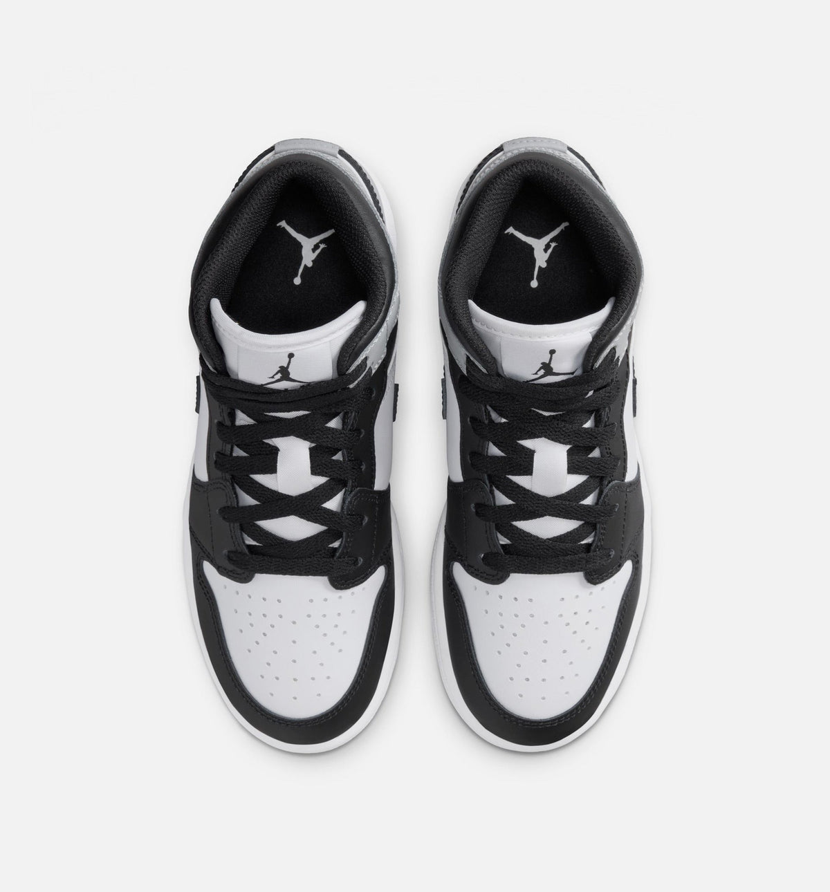 Air Jordan 1 Mid Grade School Lifestyle Shoe - White/Light Smoke Grey/Black