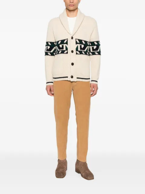 RAKKI shawl-collar patterned cardigan