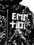 Mixed Emotion graffiti-print zip-up hoodie