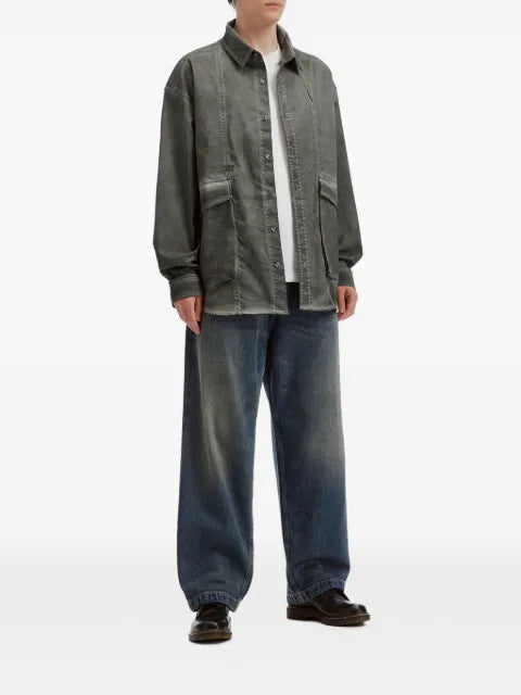 Musium Div. washed-effect panelled shirt jacket
