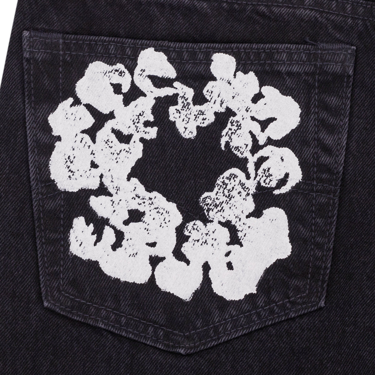 Black Cotton Wreath Jeans