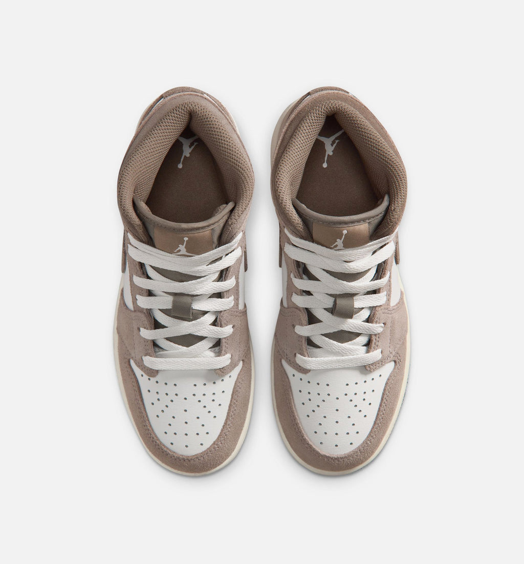 Air Jordan 1 Mid Grade School Lifestyle Shoe – Enigma Stone / Olive Grey / Summit White