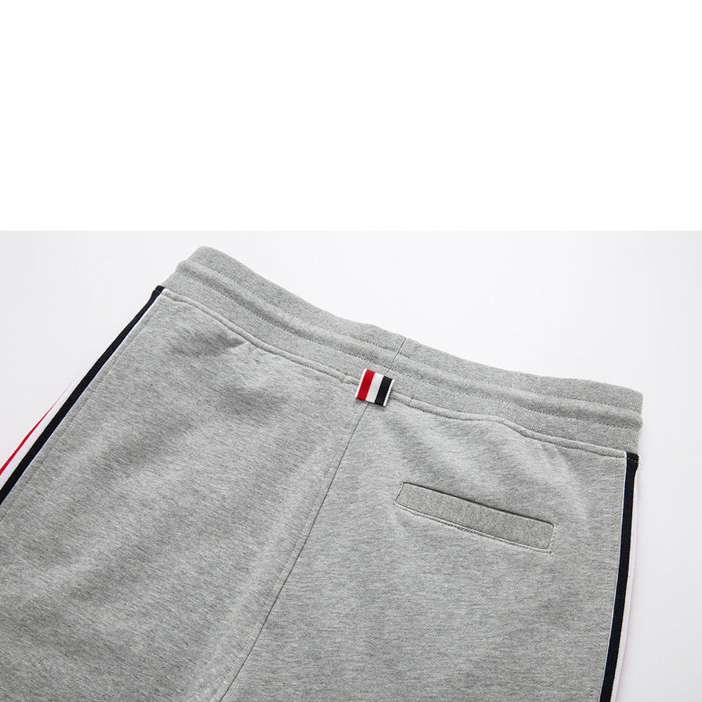Thom Browne Style Unisex Casual Sweatpants with Signature Four-Bar Detail