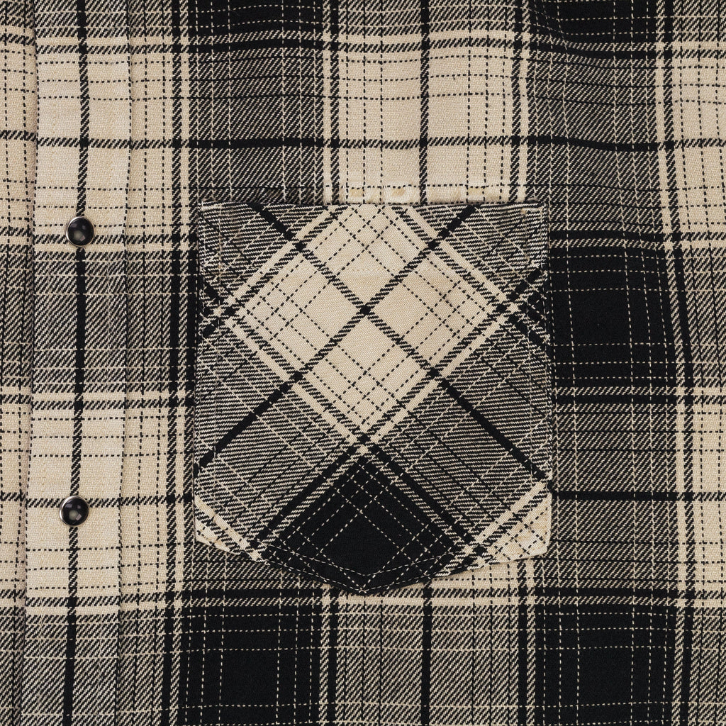 Brown/Rice Overdye Plaid Western Shirt