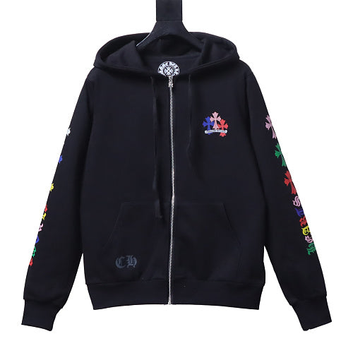 Chrome Hearts Multicolor Cemetery Cross Zip Up Hoodie