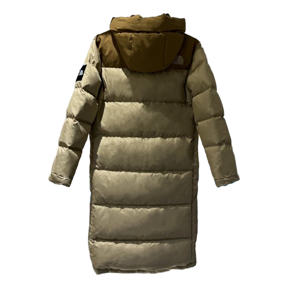 The North Face Color Block Hooded Long Puffer Coat | Tan | Women's Winter Coat