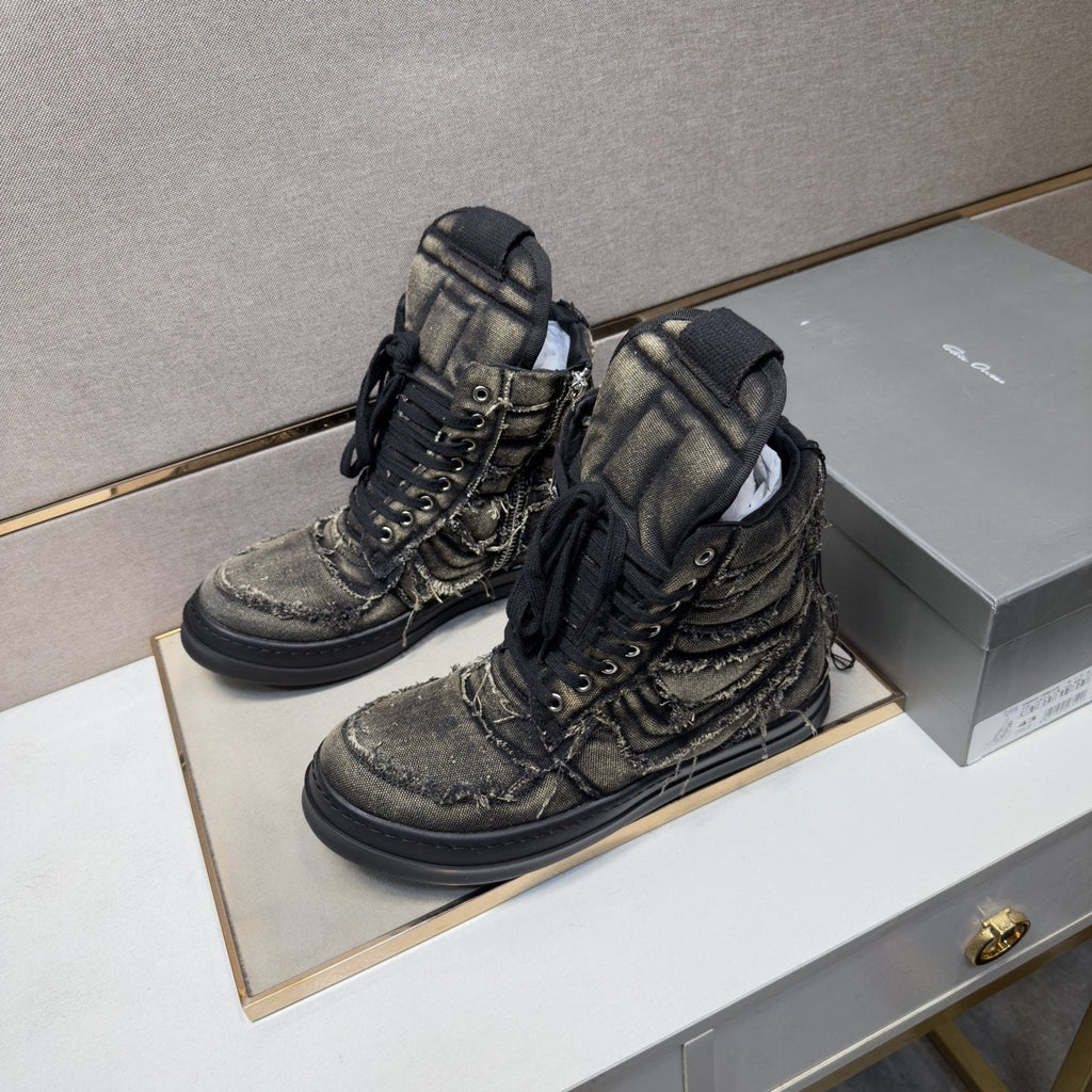 Men's Charcoal Gray and Black High-Top Sneakers