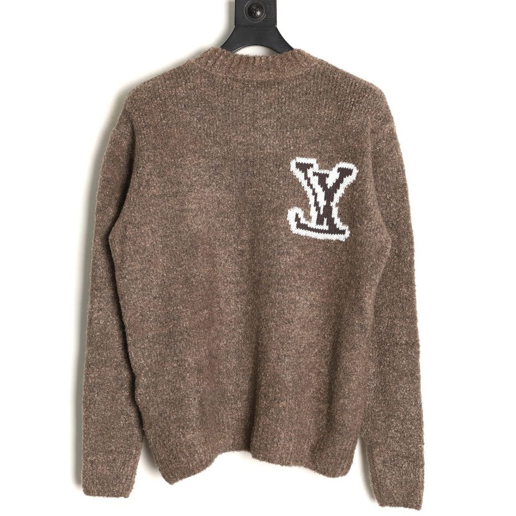 Louis Vuitton 22FW Large LV-Motif Knit Sweater - Brown
